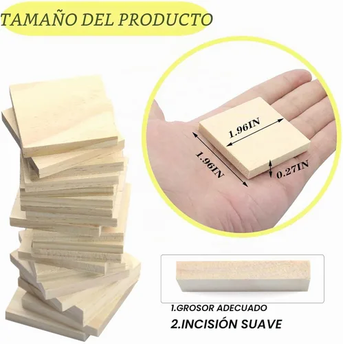Vista 2 de 30 cuadrados de madera de 2 x 2 pulgadas para manualidades de 1/4