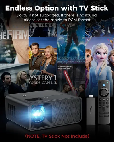 Vista 3 de CiBest Mini proyector, proyector de video de soporte Full HD 1080P mejorado, proyector de película pequeña portátil, compatible con Mini negro