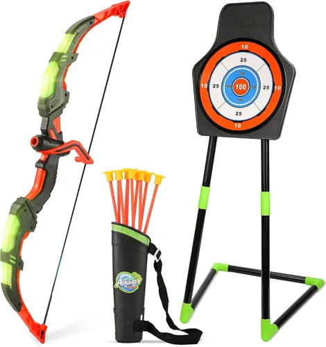 Vista 14 de Bow and Arrow Set for Kids, 2-Pack LED Light Up Archery Set for Boys Girls Azul y verde