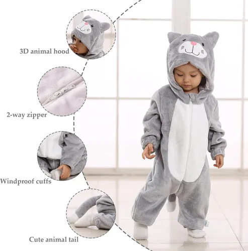 Vista 2 de TONWHAR Unisex-Baby Animal Onesie Costume Cartoon Animal Outfit Homewear Kids' One-Piece Rompers