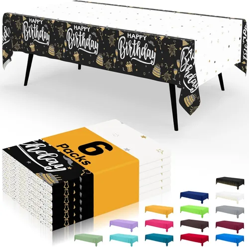 Vista 138 de Smiry - Juego de 6 manteles desechables, 54 x 78 pulgadas, manteles impermeables rectangulares para fiestas, cubierta de mesa de plástico