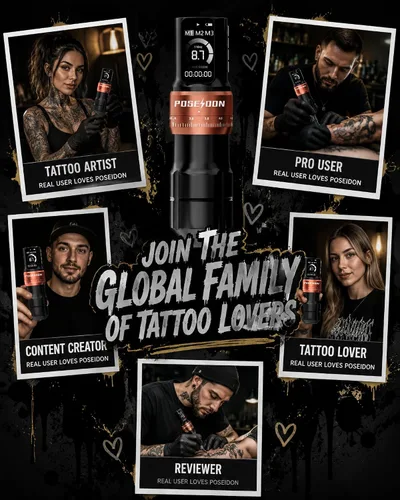 Vista 6 de Poseidon Kit de pistola de tatuaje inalámbrico 7 tiempos 2300mAh batería negro-147