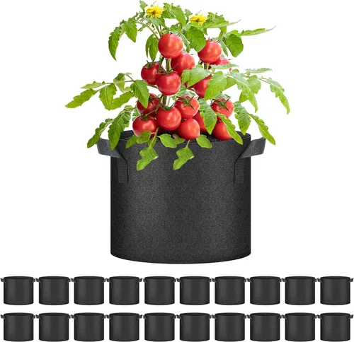 Vista 18 de Bolsas de cultivo de plantas HealSmart 3 galones, juego de 10 macetas para tomate con asas, tela no tejida de aireación, maceta de jardinería Negro