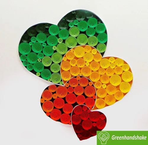Vista 4 de GREENHANDSHAKE Art 4 corazones, tarjeta de felicitación de arte quilling para cumpleaños, día de San Valentín, día de la madre, aniversario