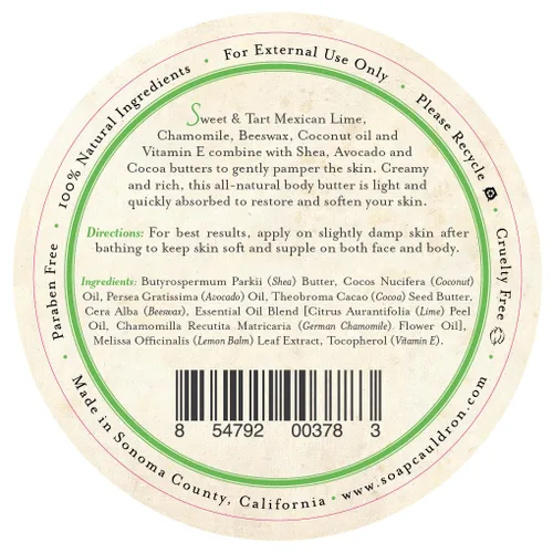 Vista 2 de Three Sisters Apothecary 4 oz. Mantequillas corporales (lima mexicana)