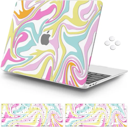 Vista 13 de iCasso - Funda para MacBook Air de 13 pulgadas, diseño de pegatinas vintage 2020 A2337 M1 Macbook Air 13 pulgadas protectora de plástico duro