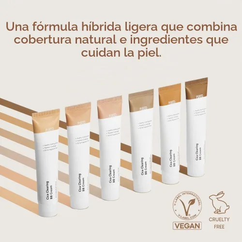 Vista 3 de PURITO Crema BB Cica Clearing #13 Marfil Neutral 1 fl.oz / 30ml, crema BB vegana, base de maquillaje, libre de crueldad