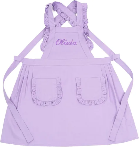 Vista 11 de MT WORLD Delantal para Niñas Pequeñas Delantales de Chef Personalizados para Niños con Nombre Delantales con Volantes para Niñas Pequeñas Vestido