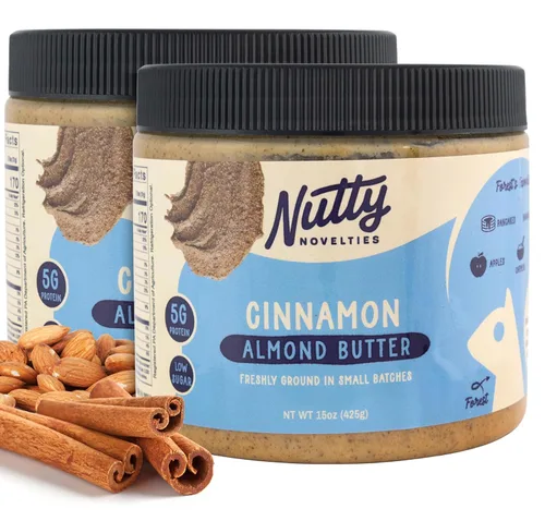 Vista 7 de Nutty Novelties Mantequilla de almendras clásica, alta en proteínas, mantequilla de nuez dulce, sin azúcar añadida, mantequilla de almendras pura