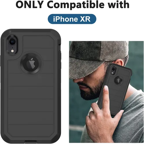 Vista 2 de Funda para iPhone XR, con protector de pantalla integrado, protección resistente contra caídas, cuerpo completo, a prueba de golpes, a prueba