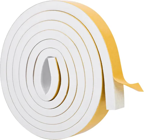 Vista 14 de Burlete de cinta de espuma autoadhesiva blanca para puertas y ventanas de 1 pulgada × 3/4 pulgada × 13 pies, tira de sellado de espuma de alta Blanco
