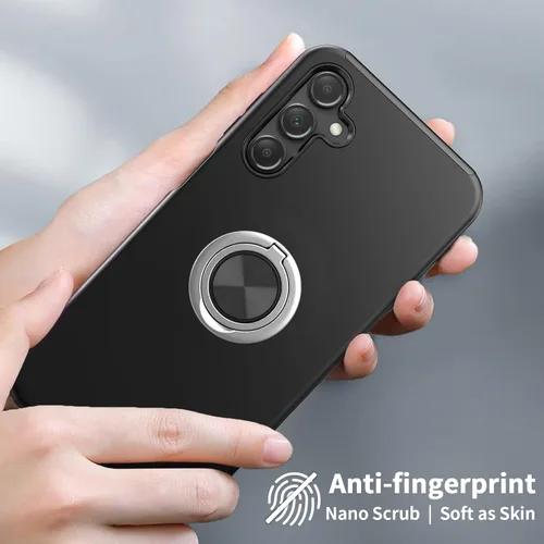 Vista 3 de Funda para Galaxy A13 5G con protector de pantalla (vidrio templado), funda híbrida 2 en 1 protectora delgada y resistente con anillo magnético Negro