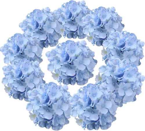 Vista 13 de Cabezales artificiales de hortensias de seda para decoración de bodas caseras, 10