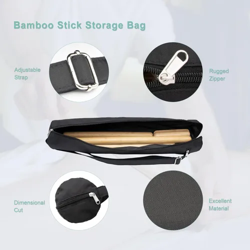 Vista 4 de Juego de palos de masaje de bambú con bolsa de transporte - 7 piezas de bambú Guasha Tools