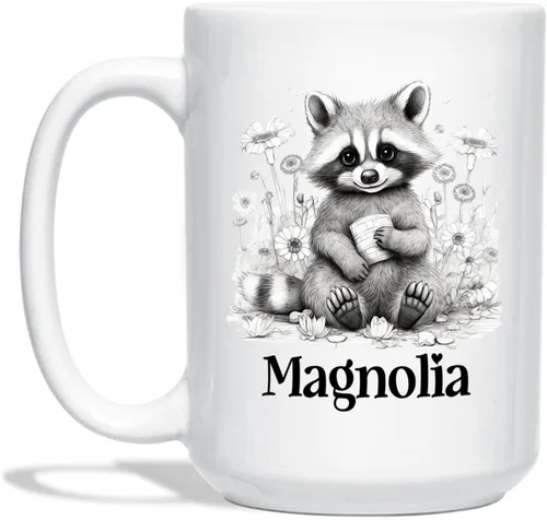 Vista 15 de Taza de café con nombre personalizado de oso de 11 y 15 onzas, taza de cerámica blanca con dibujo a lápiz de oso personalizado, regalo para niños