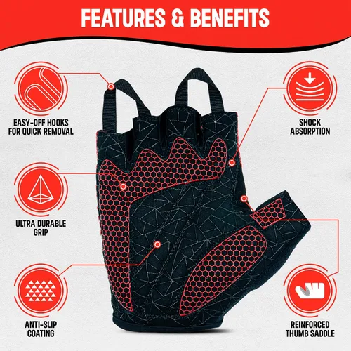 Vista 3 de RRAYS Guantes de ciclismo - Tela de licra transpirable - Guantes acolchados de medio dedo, guantes de bicicleta unisex, guantes de ciclismo
