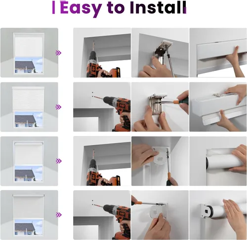 Vista 7 de Astomi Persianas enrollables motorizadas para ventanas, persianas inteligentes opacas para interiores, control remoto y de voz sin esfuerzo