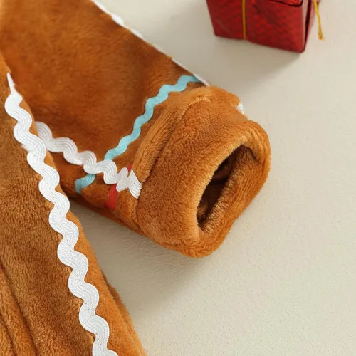 Vista 6 de Disfraz de pan de jengibre para recién nacido, traje de pan de jengibre para bebé, mameluco de manga larga de una pieza