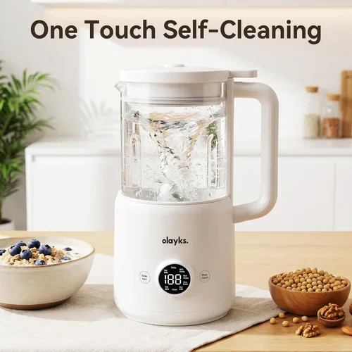 Vista 6 de Licuadora automática de leche de nueces, 20 onzas, máquina casera de leche de soja para leche de origen vegetal, coco, avena, almendras, bebidas
