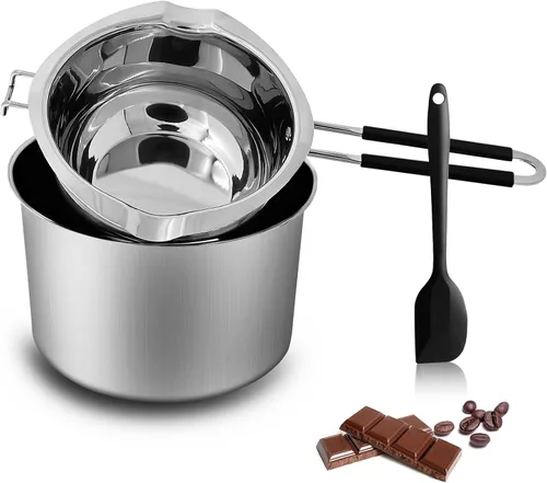 Vista 8 de Juego de olla doble de 1000ML con olla de acero inoxidable de 2200ML y espátula de silicona, juego de olla doble para derretir chocolate, caramelo