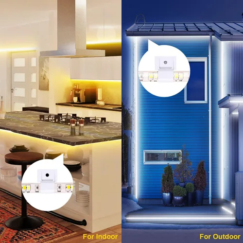 Vista 5 de 50 piezas de clips de montaje de tira de luz LED para exteriores autoadhesivos con tornillos, soporte de montaje, clips organizadores de cables