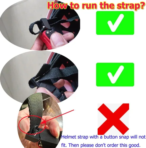 Vista 2 de Juego de 2 hebillas de liberación rápida para casco de ciclismo con anillos tóricos abiertos para casco de bicicleta, adaptador de correa
