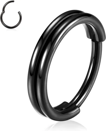 Vista 20 de Anillo Clicker de Acero Quirúrgico 316L para Tabique Nasal, Aro para Nariz, Aro Durmiente, Pendiente de Aro, Hélix, Rook, Conch, Cartílago, Daith