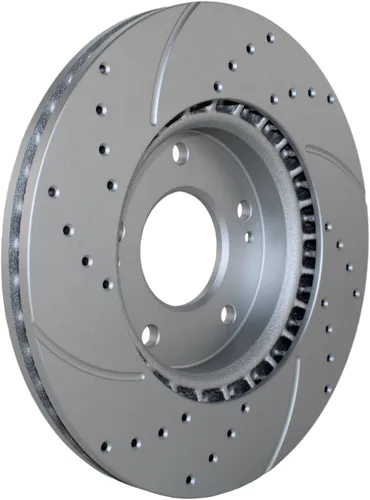 Vista 6 de Rotores de disco ventilados con revestimiento ranurado perforado de 11.024 in y Akebono ProACT Pad Set Hardware Sensor acústico Kit de freno