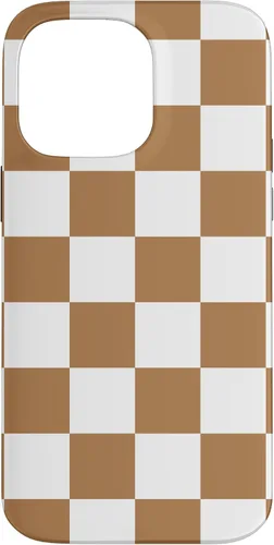 Vista 21 de iPhone 16 Checkered Checkerboard Indie Aesthetic Brown Coffee Beige Case