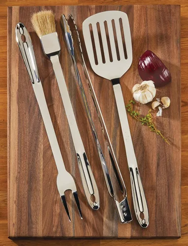 Vista 2 de All-Clad Herramientas profesionales con estuche, juego de herramientas de barbacoa de acero inoxidable, 4 piezas, ollas y sartenes, utensilios