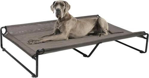 Vista 15 de Veehoo Camas elevadas para perros grandes, cuna lavable con reposacabezas laterales, cama elevada para perros al aire libre con patas