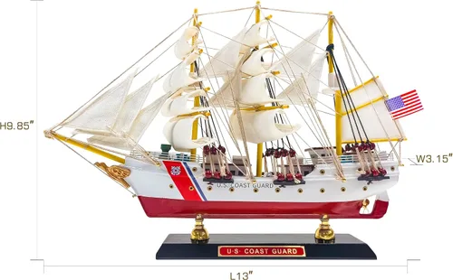 Vista 2 de SAILINGSTORY - Modelo de madera de barco de la Guardia Costera de los Estados Unidos Eagle Barque Pequeño Detalles auténticos artesanales