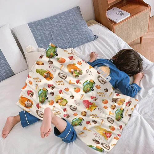 Vista 4 de Manta de otoño de gnomo, gnomo de otoño de 30 x 40 pulgadas, ligera, súper suave y acogedora para sofá, cama, sofá y silla Gnomo de otoño1