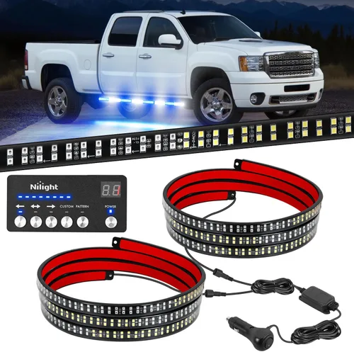 Vista 29 de Nilight 2 piezas de 24 pulgadas de tira de luces estroboscópicas para parrilla de camiones, 384 LED, luz de emergencia ámbar, flexible, intermitente