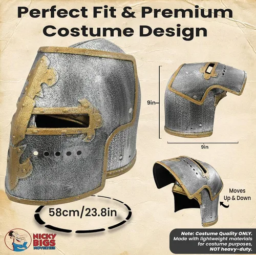 Vista 3 de Nicky Bigs Novelties - Casco cruzado para niños, accesorios de peltre para disfraz