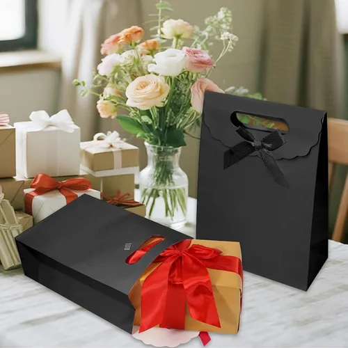 Vista 4 de Bolsas de regalo Patdefie con asas tamaño pequeño 7×4×10 pulgadas 16 piezas tamaño mediano para cumpleaños, fiesta, recuerdo, boda, aniversario