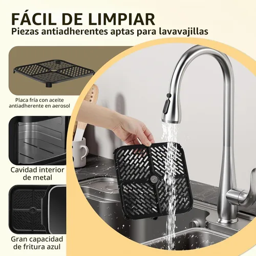 Vista 9 de Panana Freidora de aire, freidora de aire de gran capacidad de 6.3 cuartos de galón, horno sin aceite con 12 preajustes, freidora de aire de 1500 W