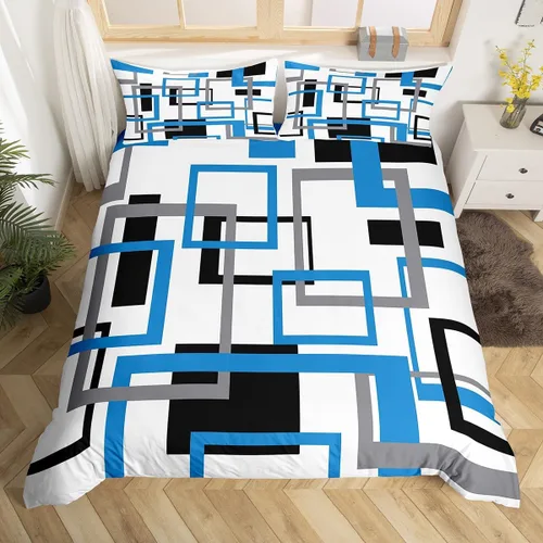 Vista 9 de Erosebridal Funda de edredón a rayas color negro y beige, funda de edredón bohemia moderna geométrica abstracta para mujeres, hombres y adultos