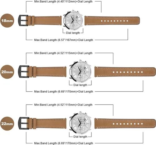 Vista 5 de Fullmosa Correa de reloj de liberación rápida de 0.866 in, 0.787 in y 0.709 in, bandas de cuero bruñido para Samsung Galaxy WatchHuaWei WatchGarmin