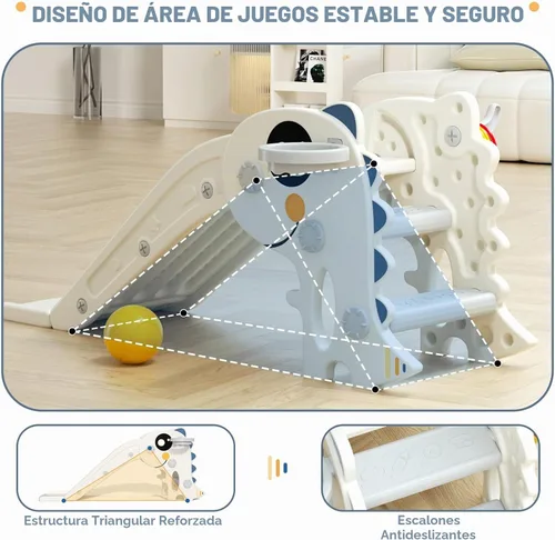 Vista 2 de Glaf Tobogán interior para niños pequeños de 1 a 3 años Área de juegos en casa segura independiente (blanco)