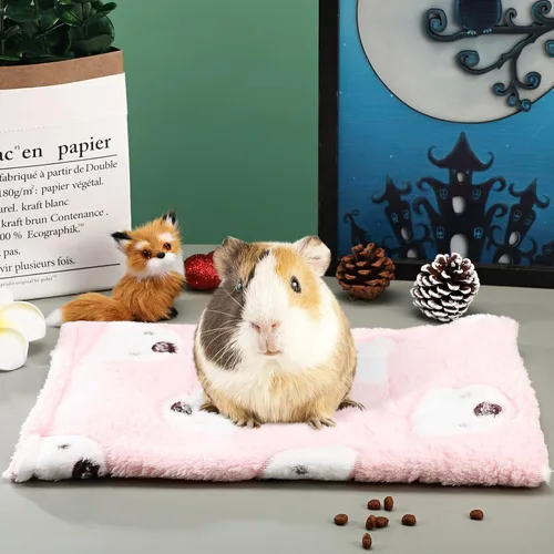Vista 6 de Jetec - Juego de 2 alfombrillas para cama de conejillo de indias, lindo color, patrón de oso Warm Small Animal Stuff, Soft Fleece for Hamster