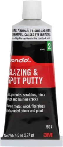 Vista 2 de Bondo Masilla para Acristalamiento y Manchas, Rellena Agujeros, Rasguños, Golpes Menores y Grietas Finas, 4.5 oz, 1 Tubo