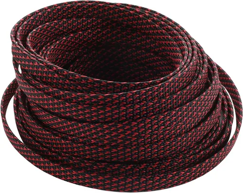 Vista 10 de Bettomshin 1 funda de organización de cables de 3.28 pies (3.3 ft), protector de cable PET negro y rojo, protector de cable PET de 0.98 pulgadas