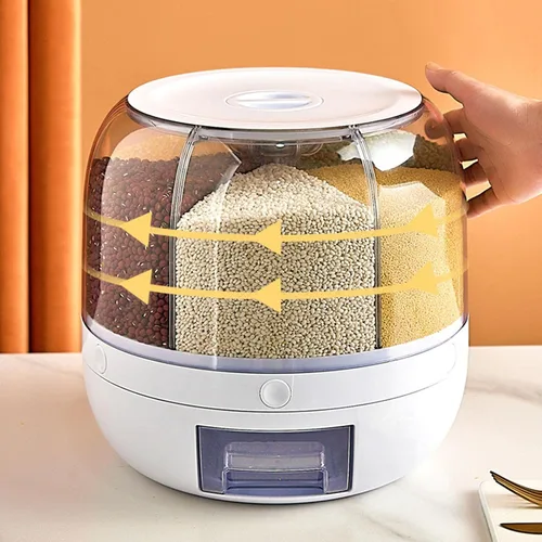 Vista 5 de YOUGE Dispensador giratorio de alimentos con 6 rejillas para almacenar alimentos secos