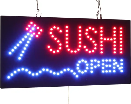 Vista 7 de Cartel de sushi, 24"x12", 23.6x11.8 in, TOPKING, LED, Neón, Florescente, Señalización, Letrero, Exhibición, Cartelera, Pantalla, Gran Inauguración