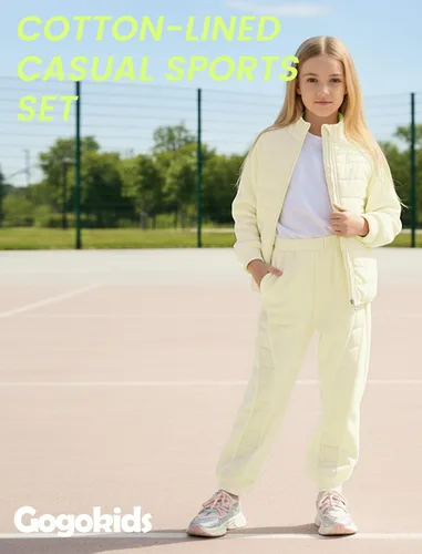 Vista 5 de Gogokids Conjunto deportivo de 2 piezas para niños y niñas, chaqueta acolchada de forro polar y pantalones deportivos para invierno
