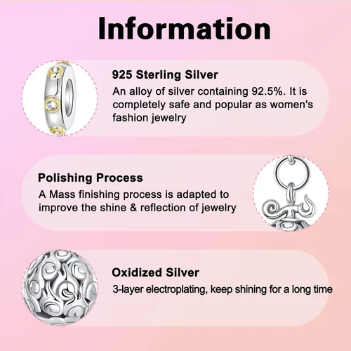 Vista 40 de Dije de girasol con diseño de estrella y luna y elefante para pulsera, collar de plata de ley 925, dijes de corazón de amor para mujer, regalo