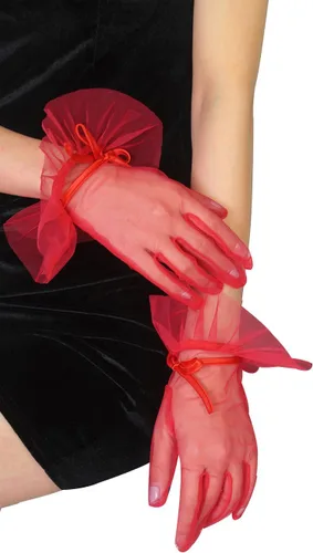 Vista 2 de Guantes de tul cortos para mujer, con volantes y lazo para fiesta de té