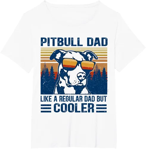 Vista 24 de Camiseta divertida retro de Pitbull Dad Like A Regular Dad But Cooler Gris Oscuro