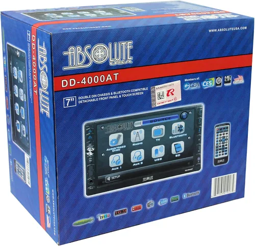 Vista 4 de Absolute USA DD-4000AT Receptor de reproductor de DVD multimedia doble DIN de 7 pulgadas con pantalla táctil y panel frontal desmontable